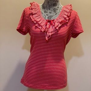 Lauren Ralph Lauren Women’s Medium V-neck Short Sleeve Stripe Shirt